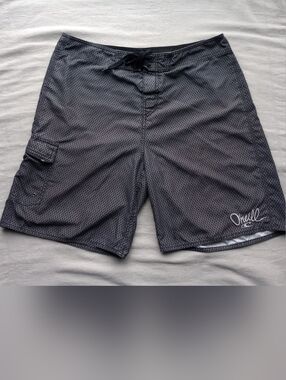 O'Neill Men’s Board Shorts Charcoal Grey Geometric Print Swim Trunks Size 36